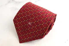 バーバリーズ ブランドネクタイ ホースマーク チェック柄 スクエア柄 格子柄 シルク PO メンズ レッド Burberrys 【中古】