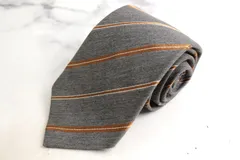 ビームスハート ブランドネクタイ ストライプ柄 シルク コットン 日本製 PO メンズ グレー BEAMS HEART 【中古】