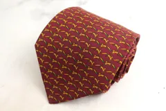 サルヴァトーレフェラガモ ブランドネクタイ 動物柄 キツネ シルク 伊製 PO メンズ ワインレッド Salvatore Ferragamo 【中古】