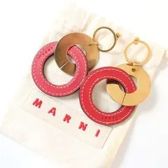 MNL25080 美品 MARNI マルニ ピアス ロング ゴールド×レッド アクセサリーのサムネイル