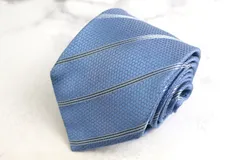 イヴ・サンローラン ブランドネクタイ YSL ストライプ柄 ドット シルク フランス製 PO メンズ ブルー YVES SAINT LAURENT 【中古】