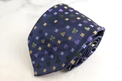 ポールスミス ブランドネクタイ スート柄 小紋柄 スクエア柄 シルク イタリア製 PO メンズ ネイビー Paul Smith 【中古】