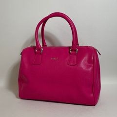 FURLA ボストン バッグ ピンク レザー - メルカリ