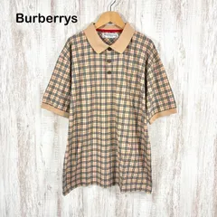 美品 90s Burberrys ヴィンテージ バーバリー ホースロゴ刺繍 定番カラー ノバチェック 半袖 ポロシャツ ベージュ メンズ トップス