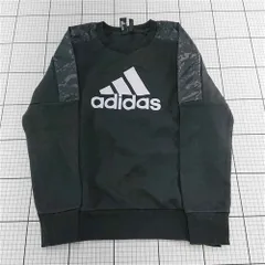 ◇ ⊇ アディダス adidas ロゴプリント スウェット トレーナー ブラック系 160 キッズ E  【1512190010077】