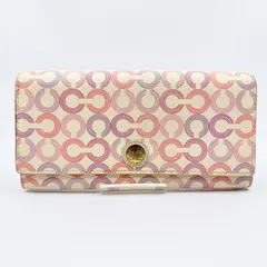 COACH（コーチ）シグネチャー柄 長財布 レインボーカラー ドットプリント PVC