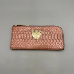 美品　ATAO アタオ 長財布　お札入れ　L字ファスナー　パイソン　蛇　レザー　ゴールド金具　ピンク