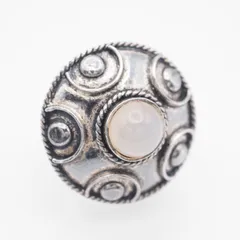 Q940 ホワイトストーン リング 大ぶり デザイン シルバー 指輪 ヴィンテージ 8号