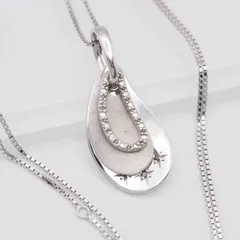 Q849 ダイヤモンド 0.03ct SILVER925刻印 ペンダント ネックレス デザイン シルバー 4月誕生石