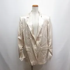 ザラ ZARA オーバーサイズ サテン テーラード ジャケット S ライトベージュ 肩パッド ストレッチ 裏地付き タグ付き