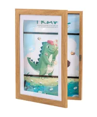 木製 ボックス a4 額縁 作品収納ケース 壁掛けフォトフレーム フレーム アートパネル フォト オシャレ 作品収納 子供 壁掛け 子供の絵を飾る パネル (ナチュラル アートフレーム joys] 2個セット) [Simple