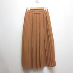 コエ KOE プリーツ シフォン ロング スカート S キャメル ウエストゴム 裏地付き
