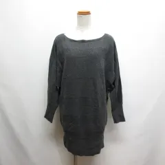 アイシービー iCB ウール混 ドルマン ニット チュニック S チャコールグレー 長袖 カシミヤ混 アンゴラ混