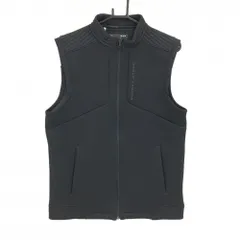 【超美品】アンダーアーマー アウターベスト 黒×グレー ドット柄 ロゴ メンズ LG/G/G ゴルフウェア UNDER ARMOUR