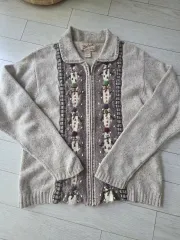 Woolrich ウールリッチ オートミール 刺繍 ジップアップ カーディガン