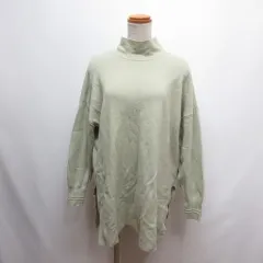 トラッゾドンナ Torrazzo Donna 後ろリボン 長袖 ニット チュニック カットソー グリーン ハイネック サイドスリット