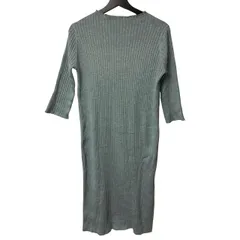 B085 NATURAL BEAUTY BASIC ナチュラルビューティーベーシック リブニットワンピース ブルーグリーン Mサイズ