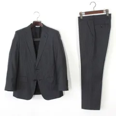 【極美品】レノマ オム スーツ Y4 メンズ S スリム体 M ブラック 黒 ストライプ 都会的で洗練されたデザイン 上品な佇まい renoma HOMME