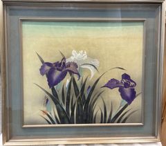仏蘭西十九世紀 エミール・ガレ作 花文 飾絵皿 サイン入 額装 K R5293B