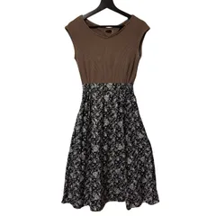 B085 JILL by JILL STUART (ジル バイ ジルスチュアート) ドッキングワンピース ブラック×ホワイト小花柄 FR (フリーサイズ) 125-9140084