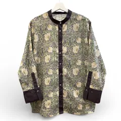 美品 MORRIS Gallery モリス ギャラリー PIMPERNEL柄 クレリックシャツ サイズL 綿100% バンドカラー 長袖シャツ ブラウス フェリシモ レディース 春 ゴーゴー古着マルイ草加店3352