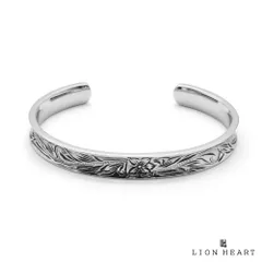 ライオンハート ハワイアン リバースラウンド バングル サージカルステンレス 金属アレルギー対応 シルバー ハワイアンジュエリー メンズ ブランド LION HEART