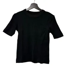 B085 nano universe（ナノ・ユニバース）Anti Soaked リブ半袖カットソー ブラック 36