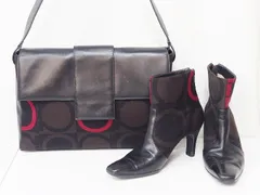 【160264】Salvatore Ferragamo サルヴァトーレフェラガモ  ガンチーニ柄　ショルダーバッグ＆ブーティ　セット