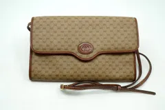 オールド グッチ ヴィンテージ ショルダーバッグ インターロッキング マイクロGG キャンバス 茶 ブラウン GUCCI 4886h