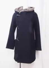 【200591】sunao kuwahara スナオクワハラ  ダッフルコート　フェイクファーフード  M 黒