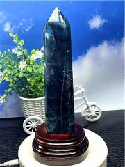 約：1050g 250mm AAA級☆天然レインボーフローライト(蛍石) 六角柱