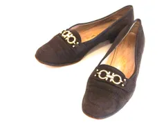 【217009】Salvatore Ferragamo サルヴァトーレフェラガモ  ガンチーニ　スエード　ローヒール　ローファー  ・7　1/2 ブラウン