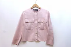 【216033】ZARA ザラ  タグ付き　フェイクスエード　ノーカラージャケット  ・XS ピンク