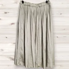 B1405 ロペピクニック ROPE PICNIC ロング プリーツスカート(40) カーキ 無地 裏地あり