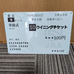 ブリキ看板　日本ダービー　ウイニングチケット　馬券風　インテリア　ブリキプレート