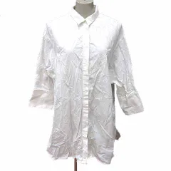 ザラ ZARA シャツワンピース ミニ 長袖 L 白 ホワイト /YK ●RY