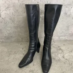 美品　REGAL リーガル　ロングブーツ　サイドジップ　スクエアトゥ　レザー　革靴　黒　ブラック　24cm