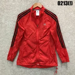 アディダス 赤 3本線 ウィンドブレーカー ジャケット s