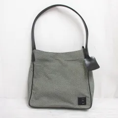 バリー BALLY ワンショルダー トート バッグ キャンバス レザー グレー 黒 裏地付き