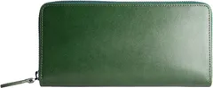 Dom Teporna Italy 長財布 本革 イタリアンレザー ラウンドファスナー 大容量なのに薄型 メンズ レディース 全6色 (グリーン)