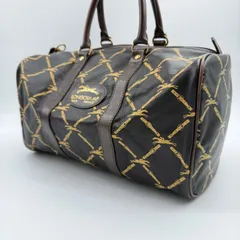 LONGCHAMP ロンシャン Boston bag brown  leather ボストンバッグ 革 総柄 茶 レザー