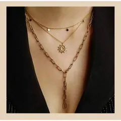 N6230 レディースネックレス 　シルバー　三連ネックレス　チェーンネックレス