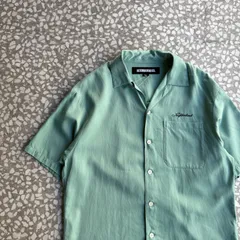 NEIGHBORHOOD / rayon open collar shirt ネイバーフッド　レーヨンシャツ　開襟　オープンカラー　刺繍ロゴ　ストリート　裏原　ターコイズ　エメラルド　アロハ　羽織　半袖