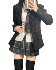 新品 [QOOLY] JK 学生 スクール コスプレ ファッション レディース JK制服 cos コス ジャケット black 2XL