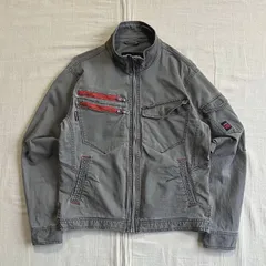 archive　HUMMER　ハマー　 ストレッチブルゾン　短丈ワークジャケット　作業着　3Dスリムスタイル　Gジャン調　ロゴ刺繍タグ　フェード感　ジップポケット　裾ベルト　L　Y2K　平成ギャル　モーターサイクル　compact denim jacket