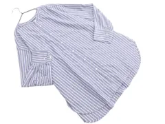 SM2 サマンサモスモス ストライプ バンドカラー シャツ sizeF/青 ■◇ レディース