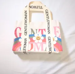 【219712】 Gentlewomanジェントルウーマン　ミニトートバッグ　虹・花イラスト　 *ストラップ無 ベージュ