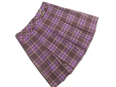 KUMIKYOKU 組曲 ウール混 チェック Aライン 台形 スカート size3/紫 ◇■ レディース