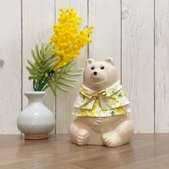春のアンサンブル／ミモザ×ホワイト しろくま貯金箱 着せかえ
