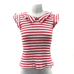 スナイデル SNIDEL カットソー ボーダー ノースリーブ F 赤 レッド 白 ホワイト /YI